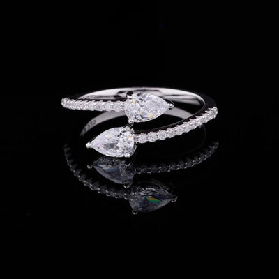 Toi et Moi Cut Lab Diamond Bypass Delicate Ring