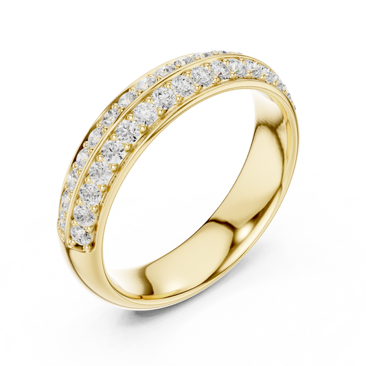 0.54 TCW Elegant Two Row Pave Moissanite Diamond Band Luxe Anniversary & Stacking Eternity Ring