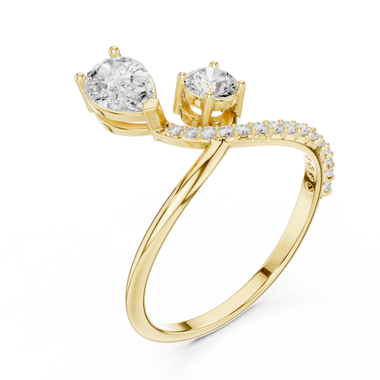 Pear Cut Lab Diamond Open Bypass Engagement Ring - view 4