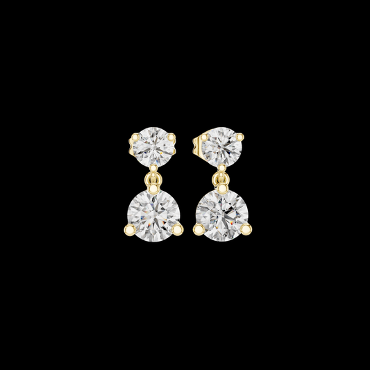2.00 CT Dual Brilliance Round Moissanite Diamond Drop Earrings with Graduated Two-Stone Design