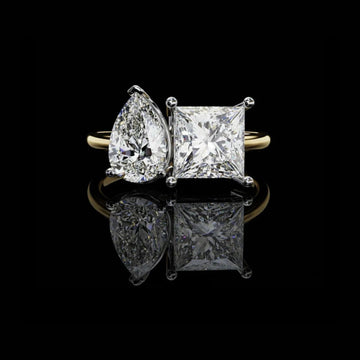 4.50 TCW Elegant Pear Cut and Princess Cut Toi et Moi Moissanite Diamond Ring For Her