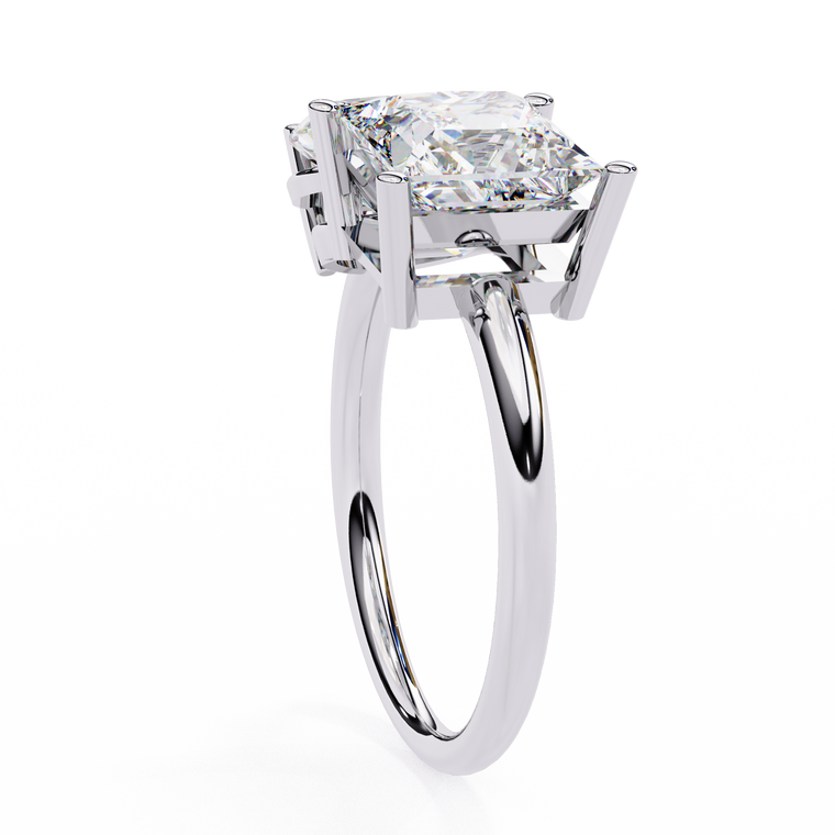 Pear and Princess Cut Moissanite Toi et Moi Delicate Ring - view 2