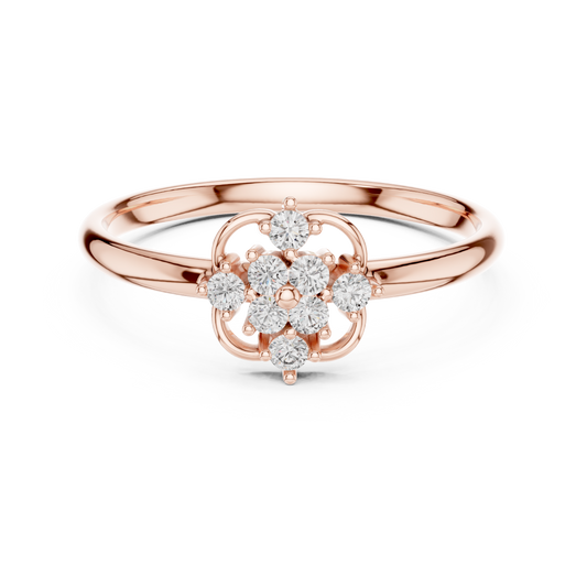 Round Cut Lab Diamond Floral Cluster Engagement Ring - view 2