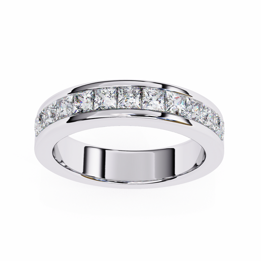 Princess Cut Channel Set Moissanite Eternity Wedding Band - view 4