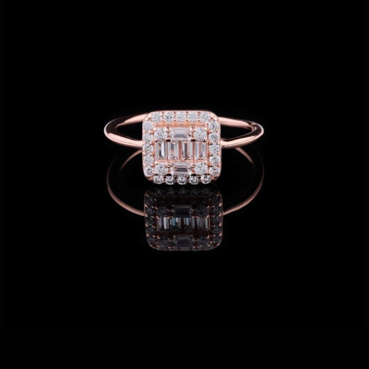 4.50 TCW Sophisticated Baguette Cut Lab Grown Diamond Halo Ring A Perfect Blend of Modern Design