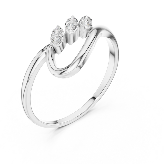 Three Marquise Cut Moissanite Bypass Ring with Slim Band - view 4