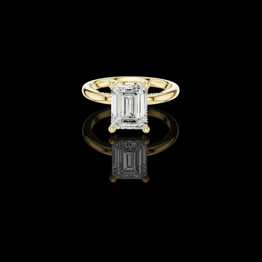 2.50 CT Premium Emerald Cut Moissanite Diamond Solitaire Ring with Four Prong Setting