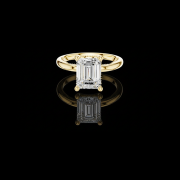 3.00 CT Premium Emerald Cut Moissanite Diamond Solitaire Ring with Four Prong Setting