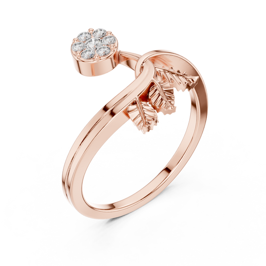 Nature Inspired Moissanite Leaf Delicate Ring - view 3