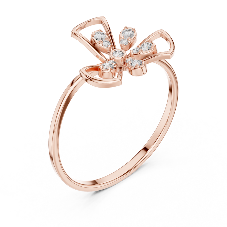 Floral Petal Round Cut Moissanite Ring - view 3