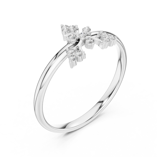 Round Floral Cross Cluster Engagement Ring - view 4