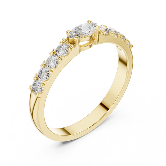 Accents Marquise and Round Moissanite Eternity Ring With Pave Band - view 4