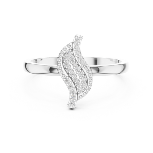 Round Cut Moissanite Leaf Motif Gold Anniversary Ring - view 3