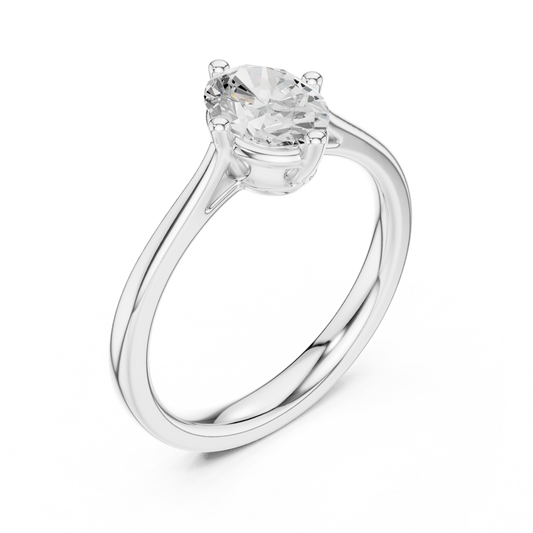 Oval Cut Lab Diamond Solitaire Engagement Ring With Four Prong - view 4