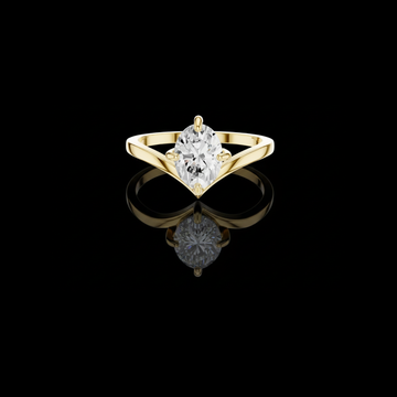 2.00 TCW Stylish Oval Cut Solitaire Lab Grown Diamond Ring in Classic Gold Setting