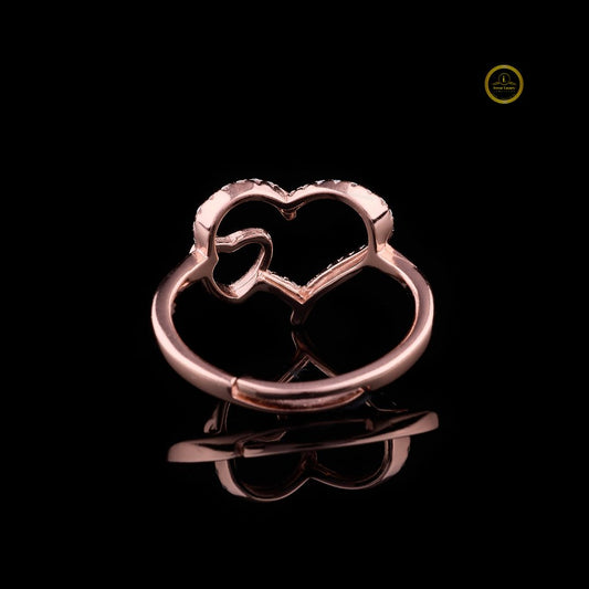 Double Heart Shape Pave Setting Round Moissanite Anniversary Ring - view 4