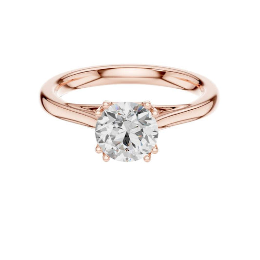 1.00 TCW Stylish Round Brilliant Lab Grown Diamond Solitaire Ring with Double Four Prong Setting