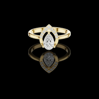 1.00 CT Beautiful Pear Cut Moissanite Diamond Ring with Diamond Accented Teardrop Halo Frame