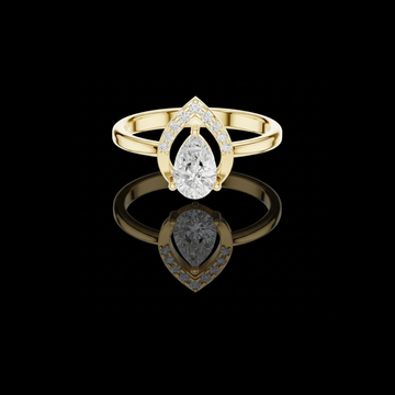 1.00 CT Beautiful Pear Cut Lab Grown Diamond Ring with Diamond Accented Teardrop Halo Frame