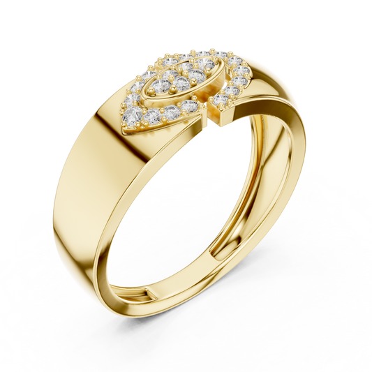 Round Cut Lab Grown Diamond Men's Split Link Pave Engagement Ring - view 4