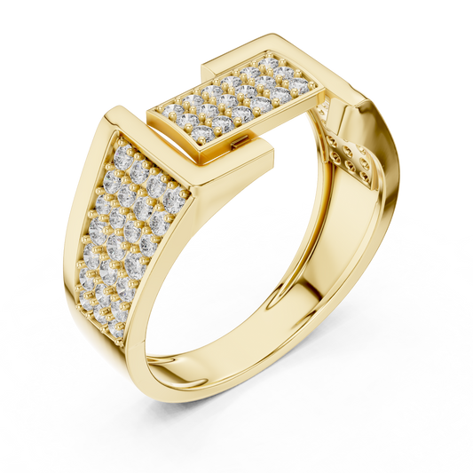 Round Cut Lab Grown Diamond Men's Rectangular Center Pave Statement Band - view 4