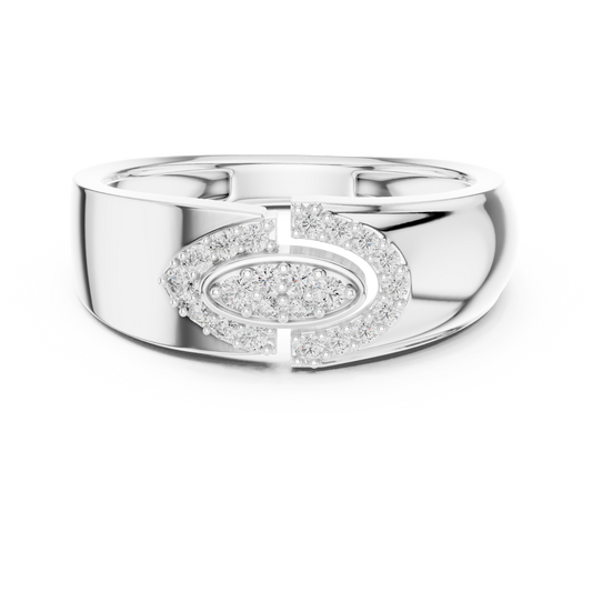 Round Cut Lab Grown Diamond Men's Split Link Pave Engagement Ring - view 3
