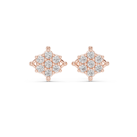 0.49 TCW Elegant Moissanite Diamond Cluster Stud Earrings with Round Floral Inspired Design For Occasion