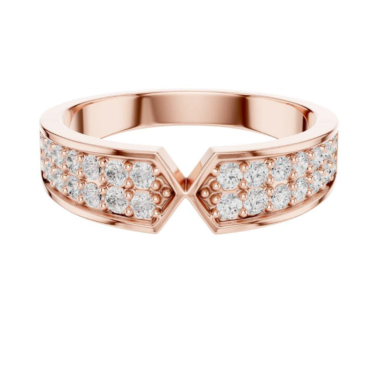 Round Cut Lab Grown Diamond Men's Hourglass Chevron Point Statement Ring - view 2