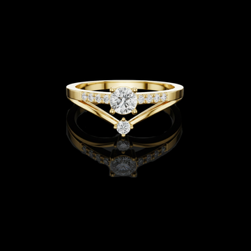 0.50 CT Stunning Glow V-Shaped Lab Grown Diamond Ring with Round Center & Pavé Accents
