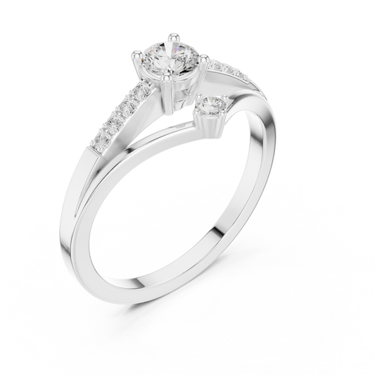 Round Cut Moissanite Chevron Engagement Ring - view 4