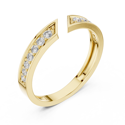 Round Cut Open Chevron Lab Diamond Stackable Wedding Band - view 4