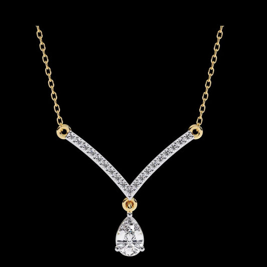 0.35 CT Elegant Moissanite Diamond Necklace with Sparkling Pave Detailing and Pear Cut Teardrop Pendant