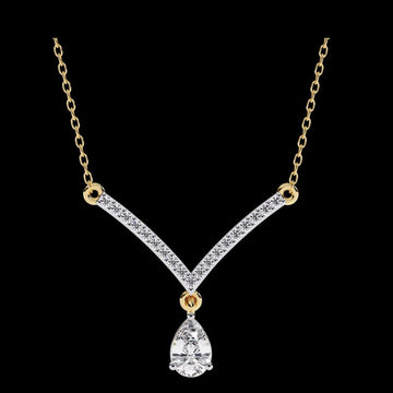 0.35 CT Elegant Moissanite Diamond Necklace with Sparkling Pave Detailing and Pear Cut Teardrop Pendant