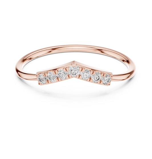 Minimalist Curve Round Moissanite Eternity Ring With Wedding Band - view 3