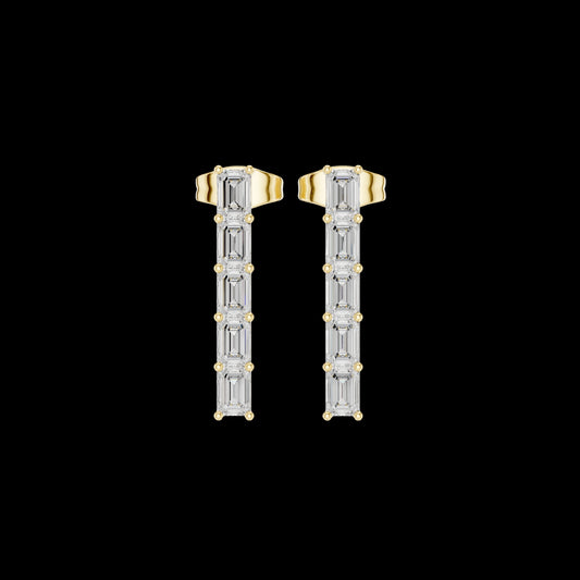 0.7 TCW Iconic Moissanite Emerald Cut Diamond Vertical Bar Earrings Sleek Modern Fine Jewelry