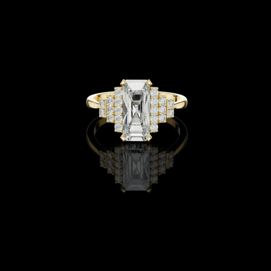 1.7 CT Beautiful Moissanite Emerald Cut Diamond Ring For Love Attire