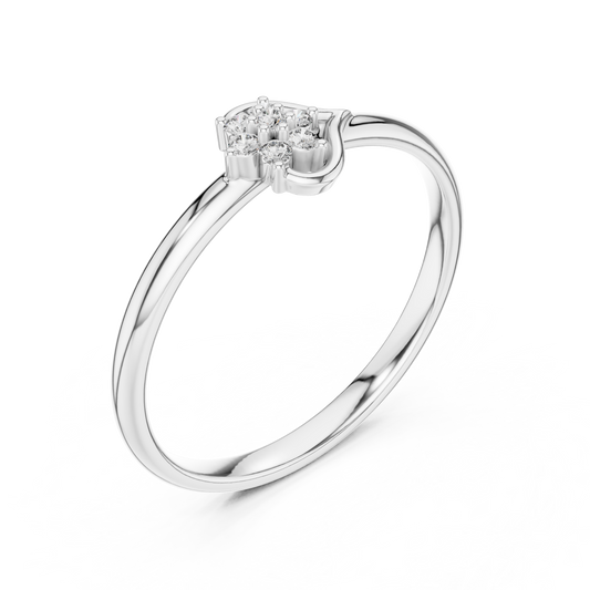 Round Floral Cluster Ring with Swirl Band - view 4