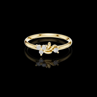 0.044 TCW Flowing Vine Design And Sparkling Round Cut Moissanite Diamond Blossoms Ring