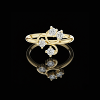 0.20 TCW Elegantly Curved Moissanite Diamond Vine Ring Floral Curve Design with Brilliant Round Stones