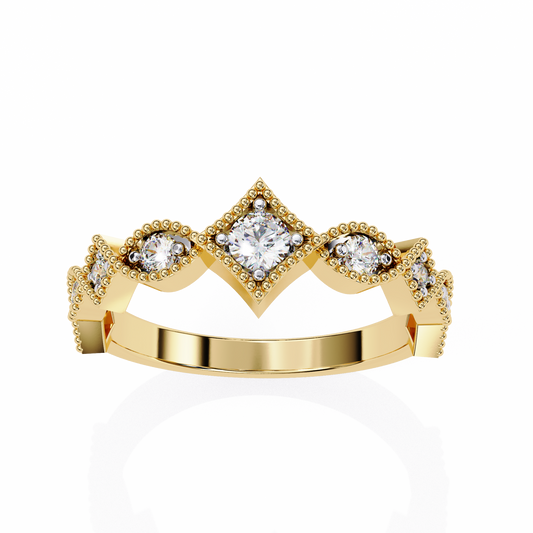 Princess Cut Chevron Lab Diamond Stackable Wedding Band Ring - view 2