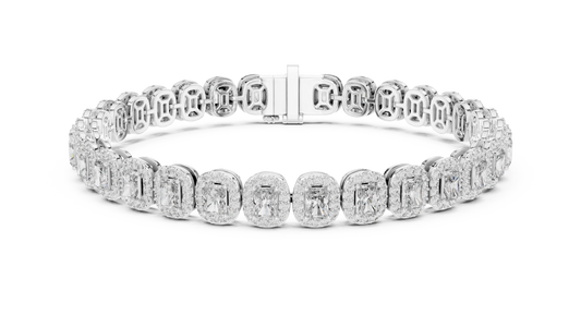 7.04 TCW Radiant Cut Lab Grown Diamond Halo Link Bracelet - view 3