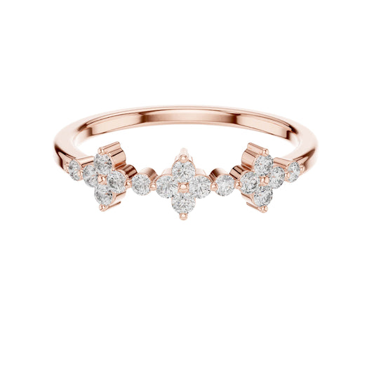 0.23 TCW Vintage Inspired Floral Lab Grown Diamond Band with Round Brilliant Accents