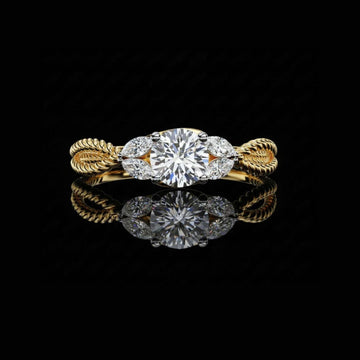 1.00 CT Dainty Slick Cocktail Minimalist Round Cut Moissanite Diamond Ring For Party