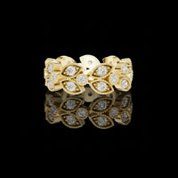 1.50 TCW Vintage Inspired Round Floral Lab Grown Round Diamond Eternity Band