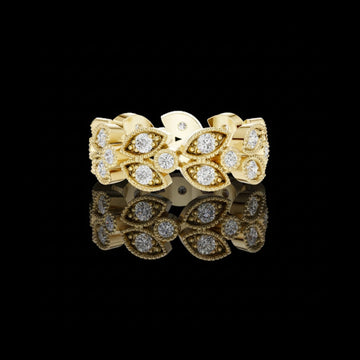1.50 TCW Vintage Inspired Round Floral Lab Grown Round Diamond Eternity Band