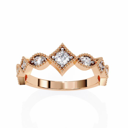 Princess Cut Chevron Lab Diamond Stackable Wedding Band Ring - view 3