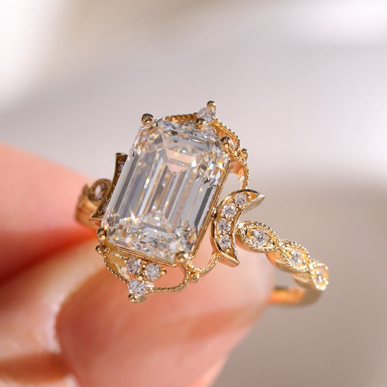 Emerald Cut Lab Diamond Halo Engagement Ring - view 2