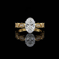 3.00 CT Vintage Oval Cut Moissanite Diamond Ring Milgrain Marquise Band By Ivevar Luxury Engagement Ring