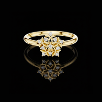 0.10 TCW Vintage Bloom burst Moissanite Diamond Floral Ring Delicate Nature Inspired Design Fine Jewelry