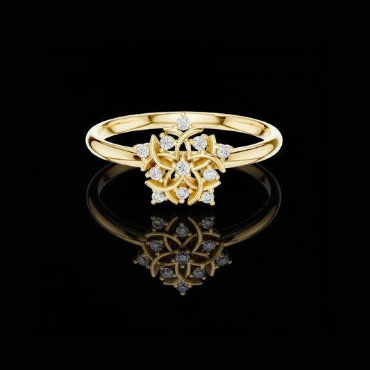 0.10 TCW Vintage Bloom burst Moissanite Diamond Floral Ring Delicate Nature Inspired Design Fine Jewelry